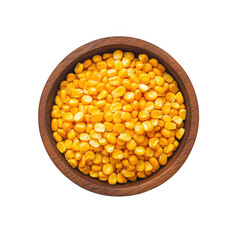 Bowl filled with corn kernels on transparent background