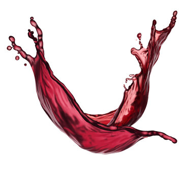 flowing velvet red wine frozen in an abstract futuristic. Elegant red liquid splash with fluid motion, isolated for creative projects.