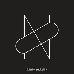 No pills symbol or icon. Vector stock illustration isolated on black background for design template medical, pharmacy, hospital, healthy bio shop concept web and print material. Editable stroke line.