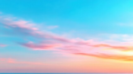 A vibrant sunset fills the sky with shades of pink, orange, and blue, reflecting on the serene waters of the sea. Gentle clouds float above, creating a peaceful atmosphere