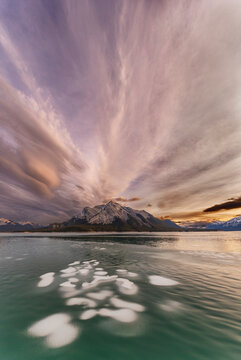 Ice Bubbles at Sunset, Abraham Lake , Canada