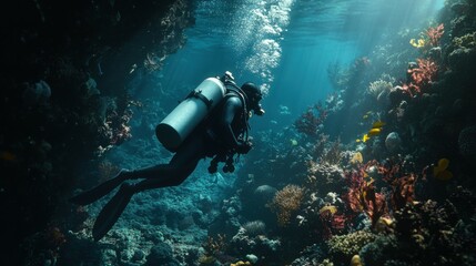 Exploring the Depths - Diver with Oxygen Tank