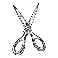 Scissor black silhouette vector illustration isolated on white background, Simple Vector Icon of a scissors