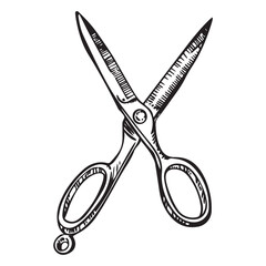 Scissor black silhouette vector illustration isolated on white background, Simple Vector Icon of a scissors