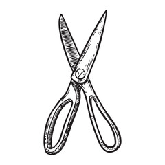 Scissor black silhouette vector illustration isolated on white background, Simple Vector Icon of a scissors