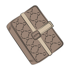 Brown men's wallet vector Illustration. Isometric leather wallet isolated on white background. Icon of men's wallet. Simple drawing.