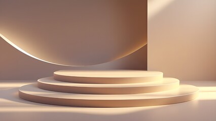 Fototapeta premium A sleek modern light tan-colored stage - View 1