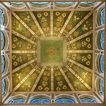 Palermo, Sicily. Church interior, beautiful glass.