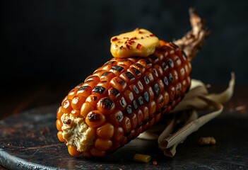 Obraz premium Rustic charred corn with chili butter