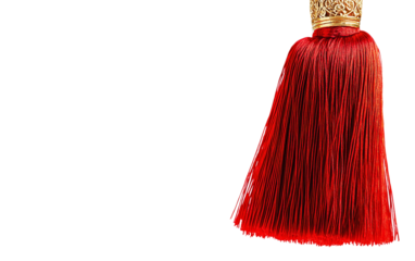 Detailed macro shot of traditional red lantern tassel softly moving capturing festive cultural atmosphere Isolated on Transparent Background PNG