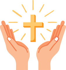 hands with shining holy cross design