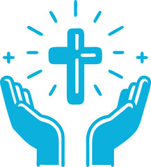 hands with shining holy cross design