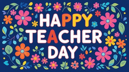 Happy Teacher Day, floral design card