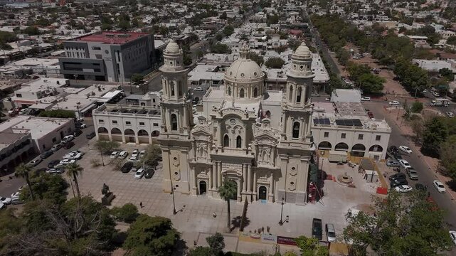 Aerial view of the Cathedral of Hermosillo, Sonora, Mexico