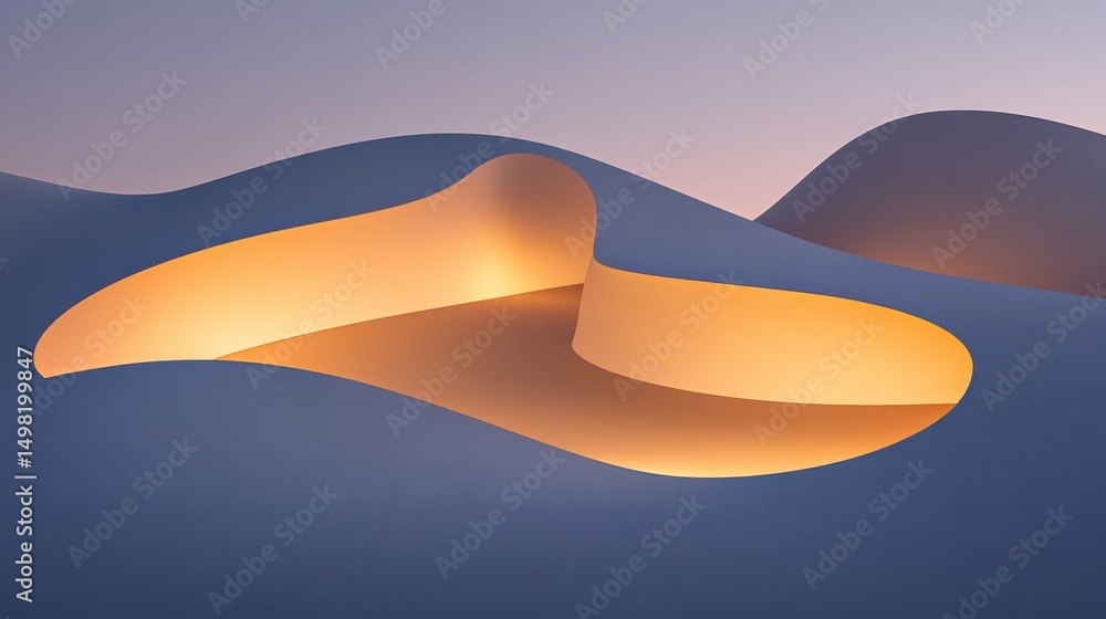 Poster abstract architectural design with soft curves and warm glow