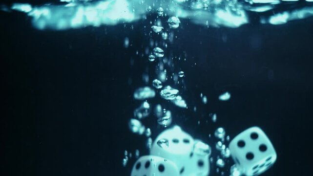 Dice Fall and Splash in Water