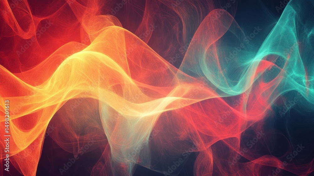 Poster colorful abstract wave patterns with soft light effects