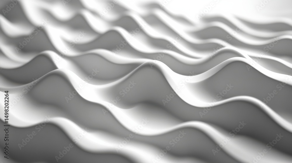 Poster elegant white waves with smooth curves and textured surface design