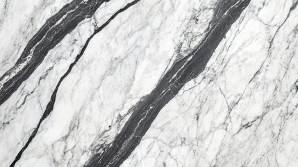 Naklejka premium Elegant White Marble Surface with Black Veins and Unique Patterns