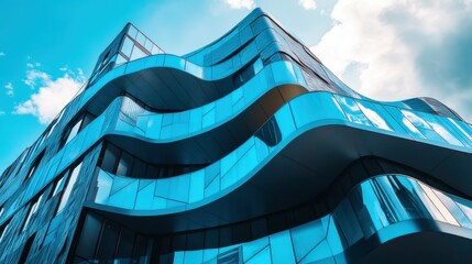 Obraz premium Modern futuristic blue building in Melbourne