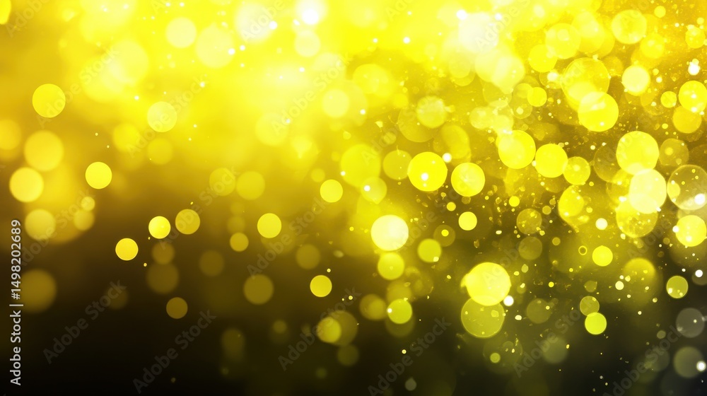 Poster golden bokeh background with soft focus and sparkling light effects