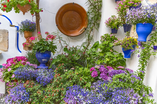 Centro District, Cordoba, Andalusia, Spain. Courtyard garden of a home.