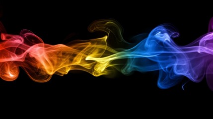 Obraz premium Vibrant multicolored smoke clouds dispersing in the air against a dark background