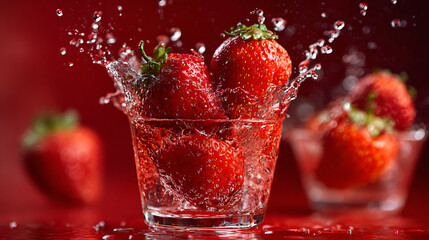 Refreshing Strawberry Splash Drink Natural Vibrant Fresh Juicy Healthy Fruit Cocktail Ice Gourmet Closeup Sweet Delicious Ripe Berry Macro Nature Organic Appetizing Exotic Summer Dessert Drink