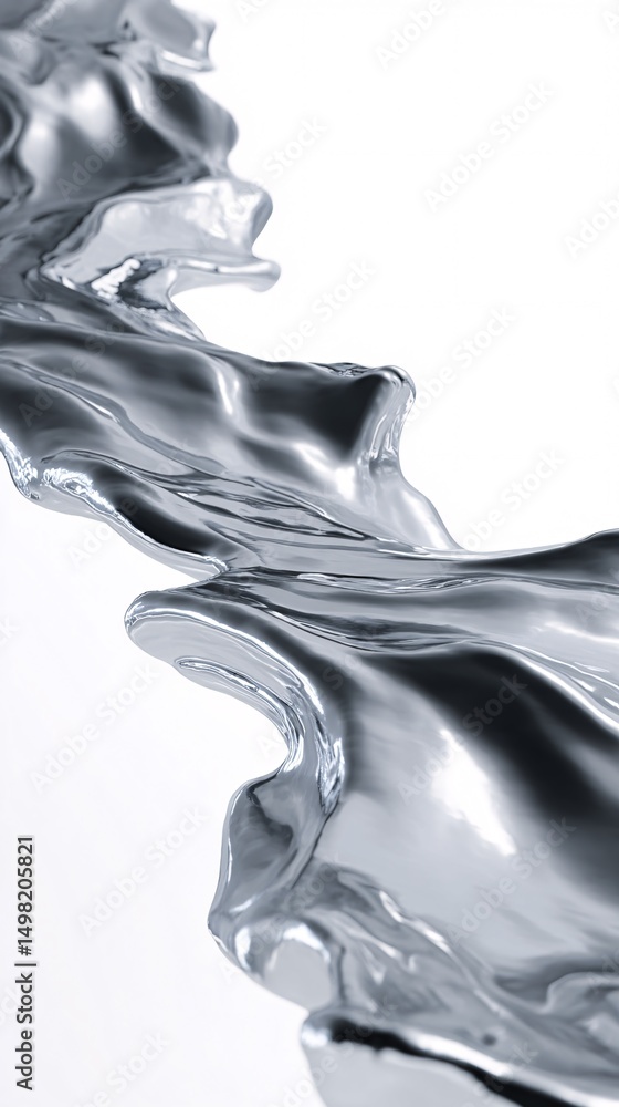 Poster abstract metallic wave patterns creating mesmerizing motion in void