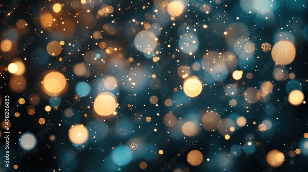 Poster colorful bokeh lights in soft focus with glowing particles background