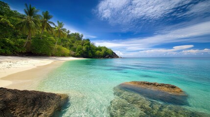 Obraz premium Secluded tropical beach paradise with crystal clear waters