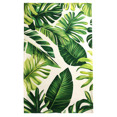 Tropical Beach Towel with Large Lush Leaf Patterns Isolated on Transparent Background