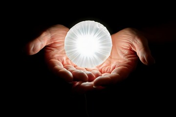 Glowing Orb of Light Held in Hands Mystical Energy and Inner Vision