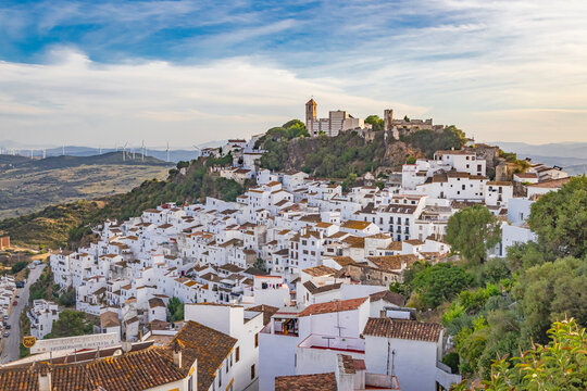 Casares, Malaga, Andalusia, Spain. View of the village of Casares.