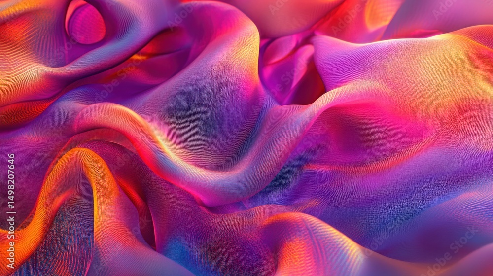 Aufkleber abstract colorful waves of fabric flowing in vibrant patterns