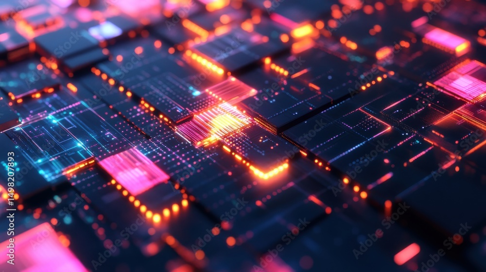 Aufkleber vibrant abstract technology background with neon lights and patterns