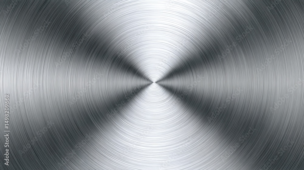 Poster metallic surface displaying radial pattern, concentric circles emanating outward, creating dynamic l