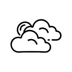 Simple graphic showing the sun partially obscured by two fluffy cumulus type atmospheric forms of water vapor