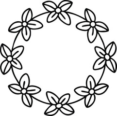 minimalist line drawing round floral wreath