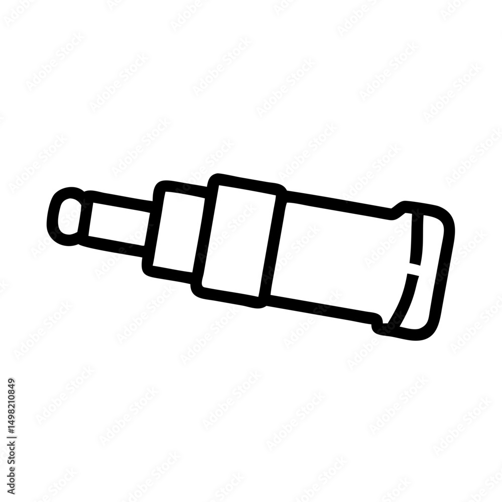 Poster depiction of a spyglass with multiple sections and a rounded eyepiece on a white isolated background