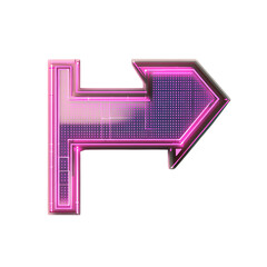 A Neon Pink Arrow with 80s Synthwave Grids Retro Fun Isolated on Transparent Background
