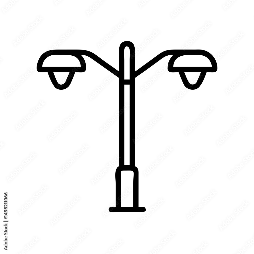 Poster a simple graphic showing a street lamp with two lights and a pole in a minimalist style design look