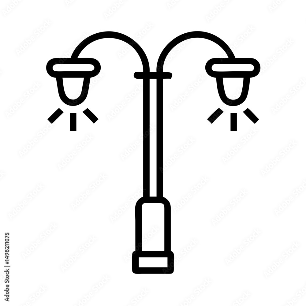 Poster a simple graphic shows a street lamp with two lights emitting rays in a minimalist design style imag