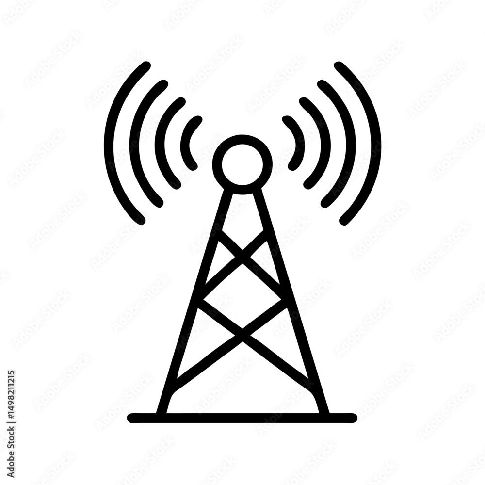 Aufkleber outline graphic of a tower emitting signals with a circular top and criss cross support structure