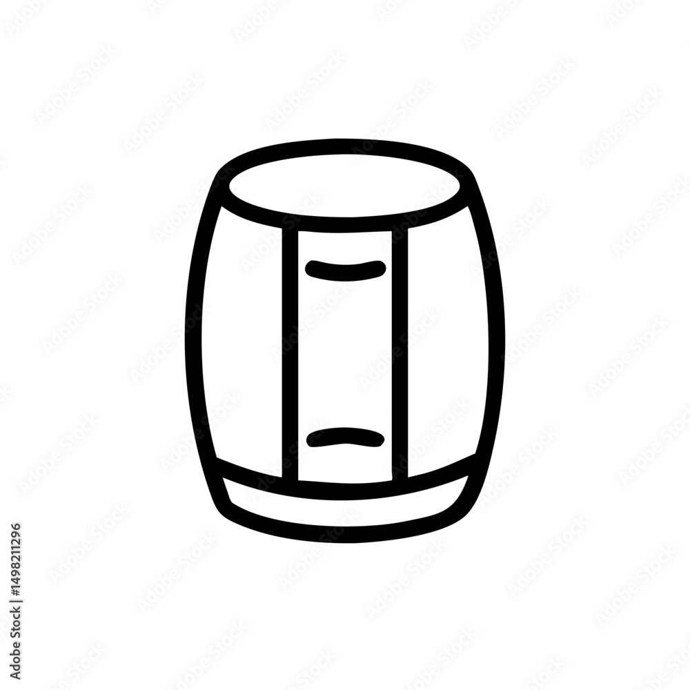 Poster simple graphic showing a wooden container with dark outline on a plain white background design here 