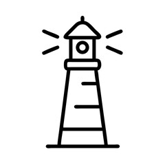 A simple outline of a beacon with light rays emanating from the top against a white background view port