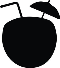 outline drawing coconut drink with straw