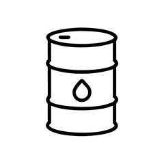 Depiction of a barrel with a liquid drop symbol representing petroleum or similar substances storage