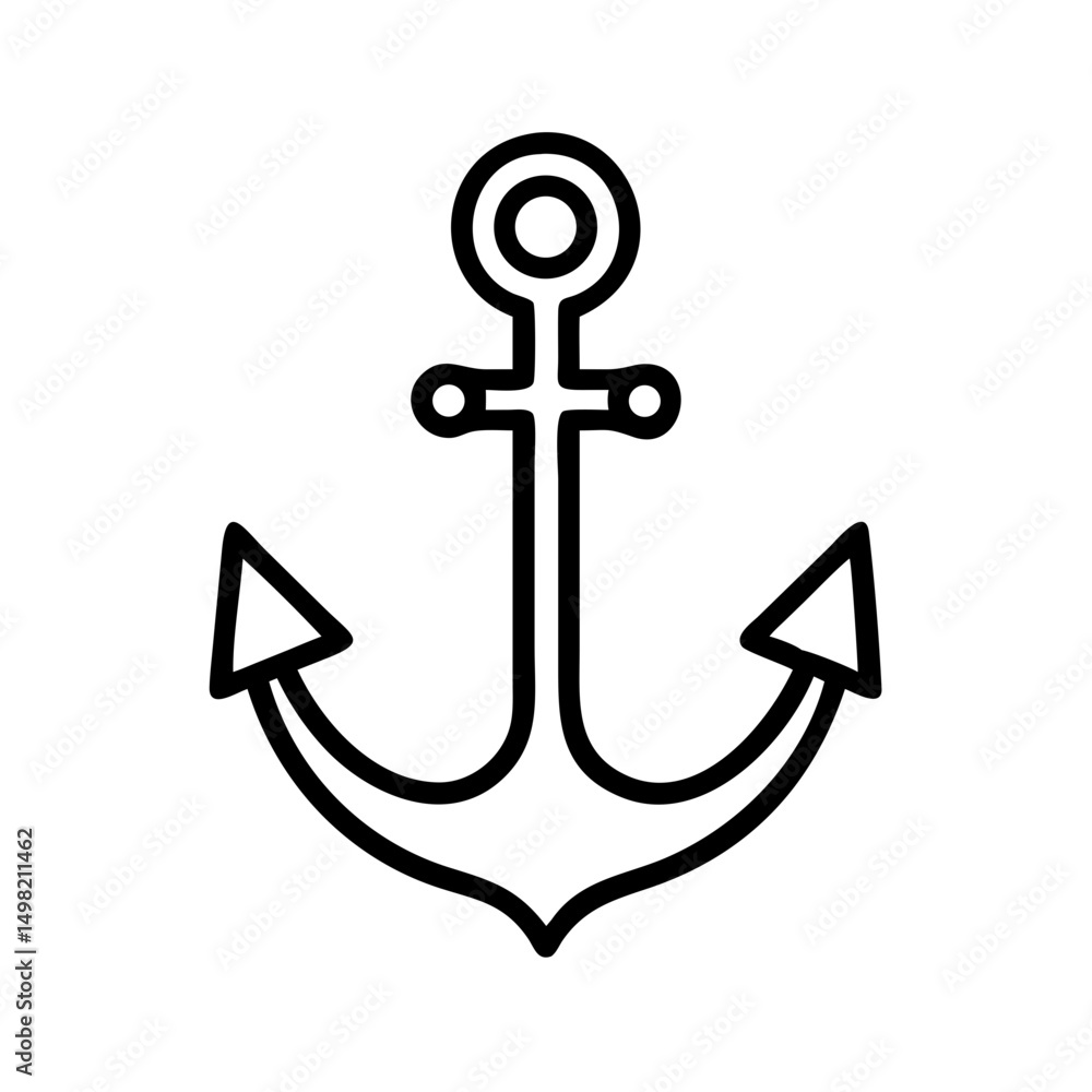 Poster simple outline drawing of a nautical device used to secure a ship in place at the bottom of the sea