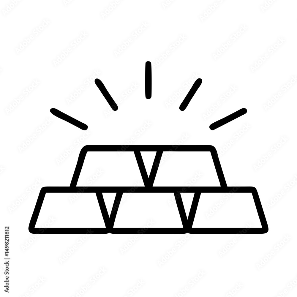 Aufkleber a stack of shiny bars with radiating lines above it representing wealth and prosperity concept